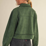 Whipstitch Suede Jacket - Hunter Green Outerwear &MERCI