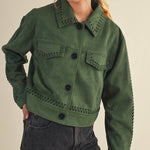 Whipstitch Suede Jacket - Hunter Green Outerwear &MERCI