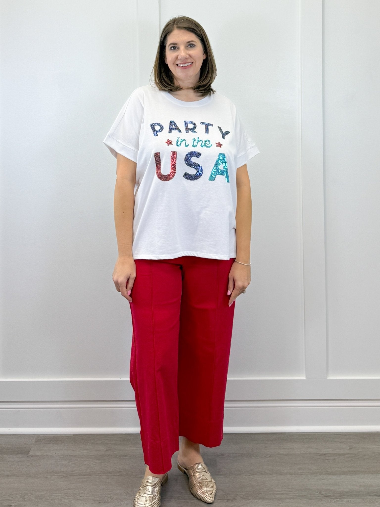 White Americana Sparkle Top Tops Mudpie