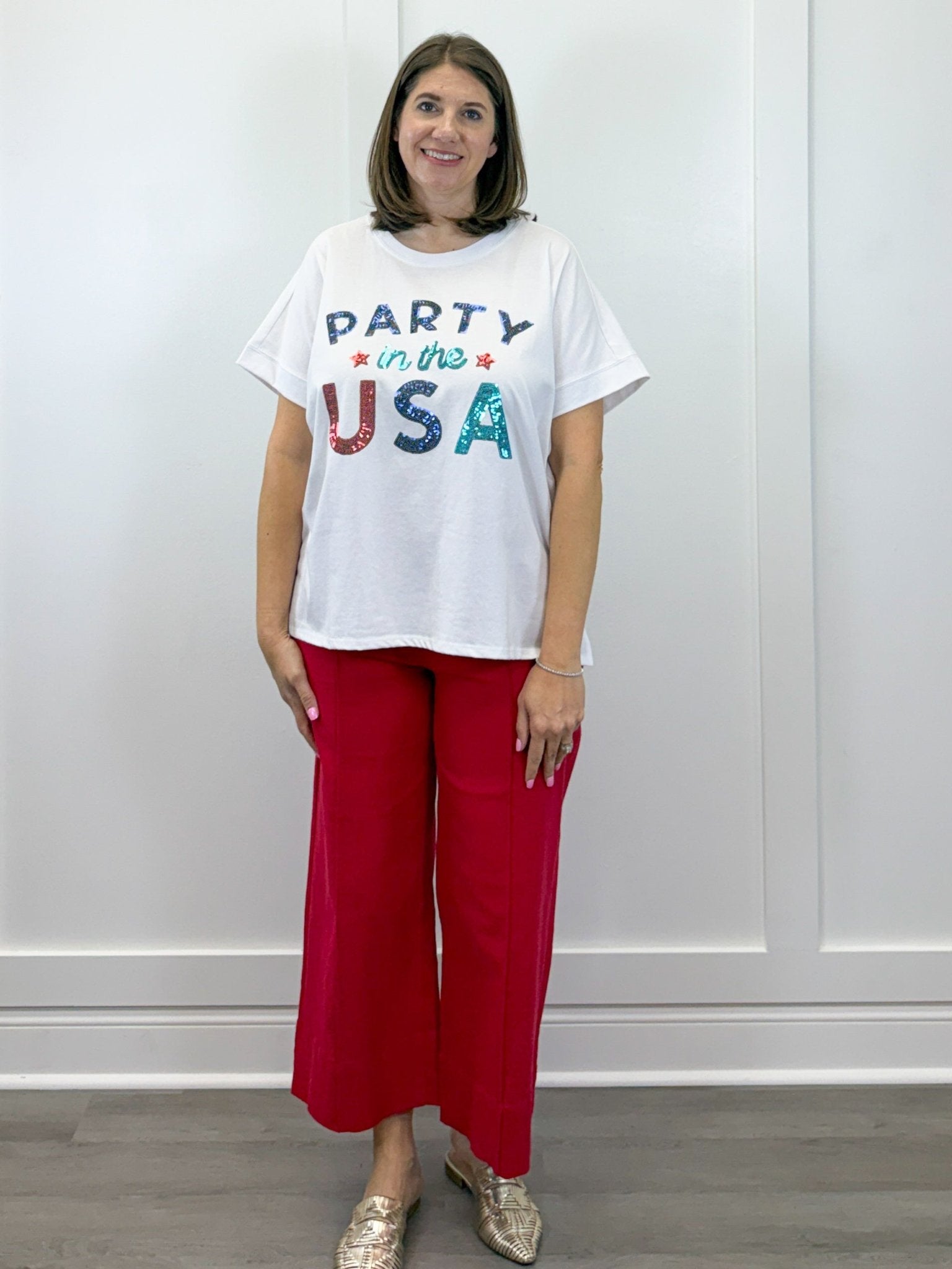 White Americana Sparkle Top Tops Mudpie