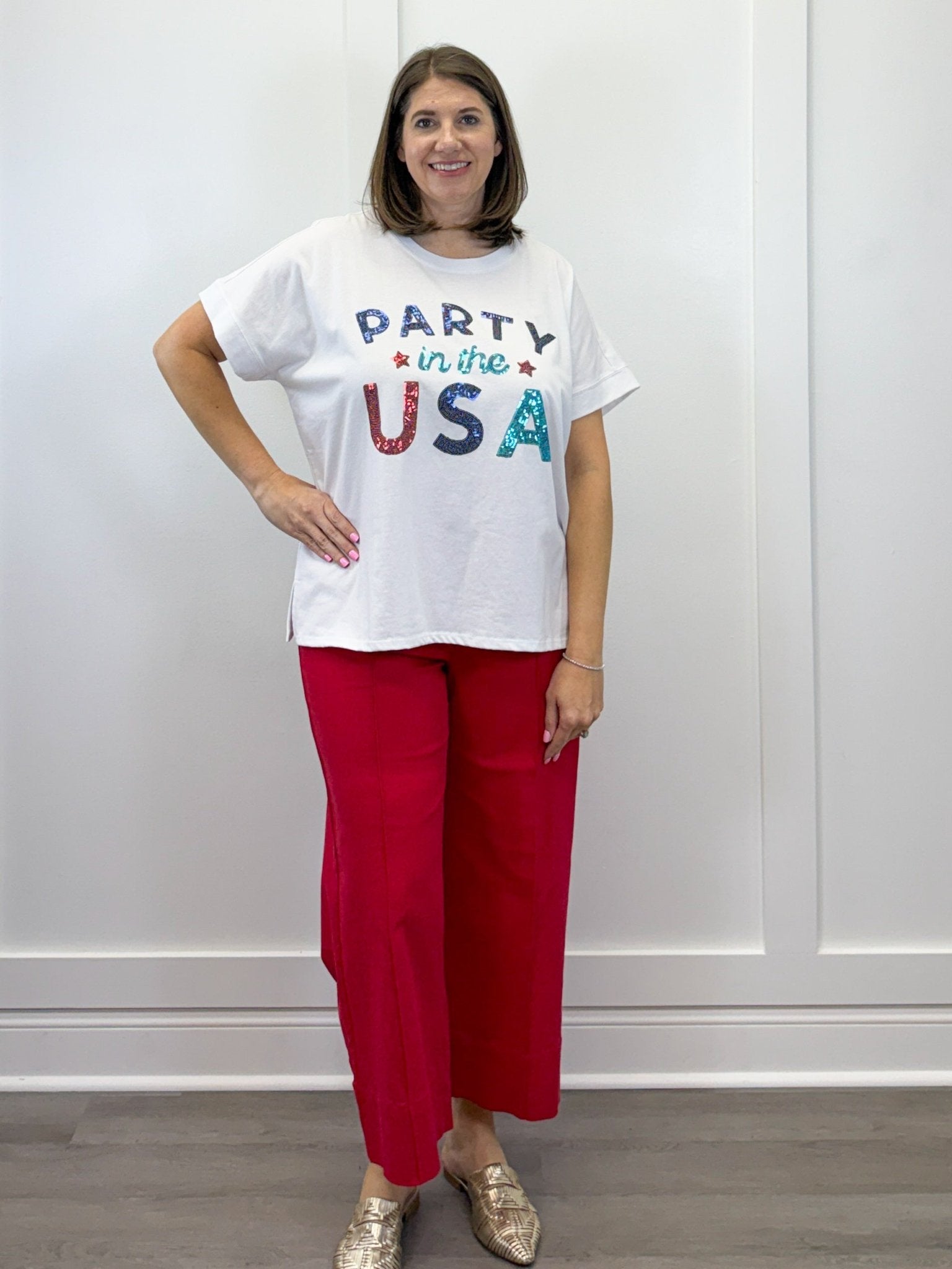 White Americana Sparkle Top Tops Mudpie