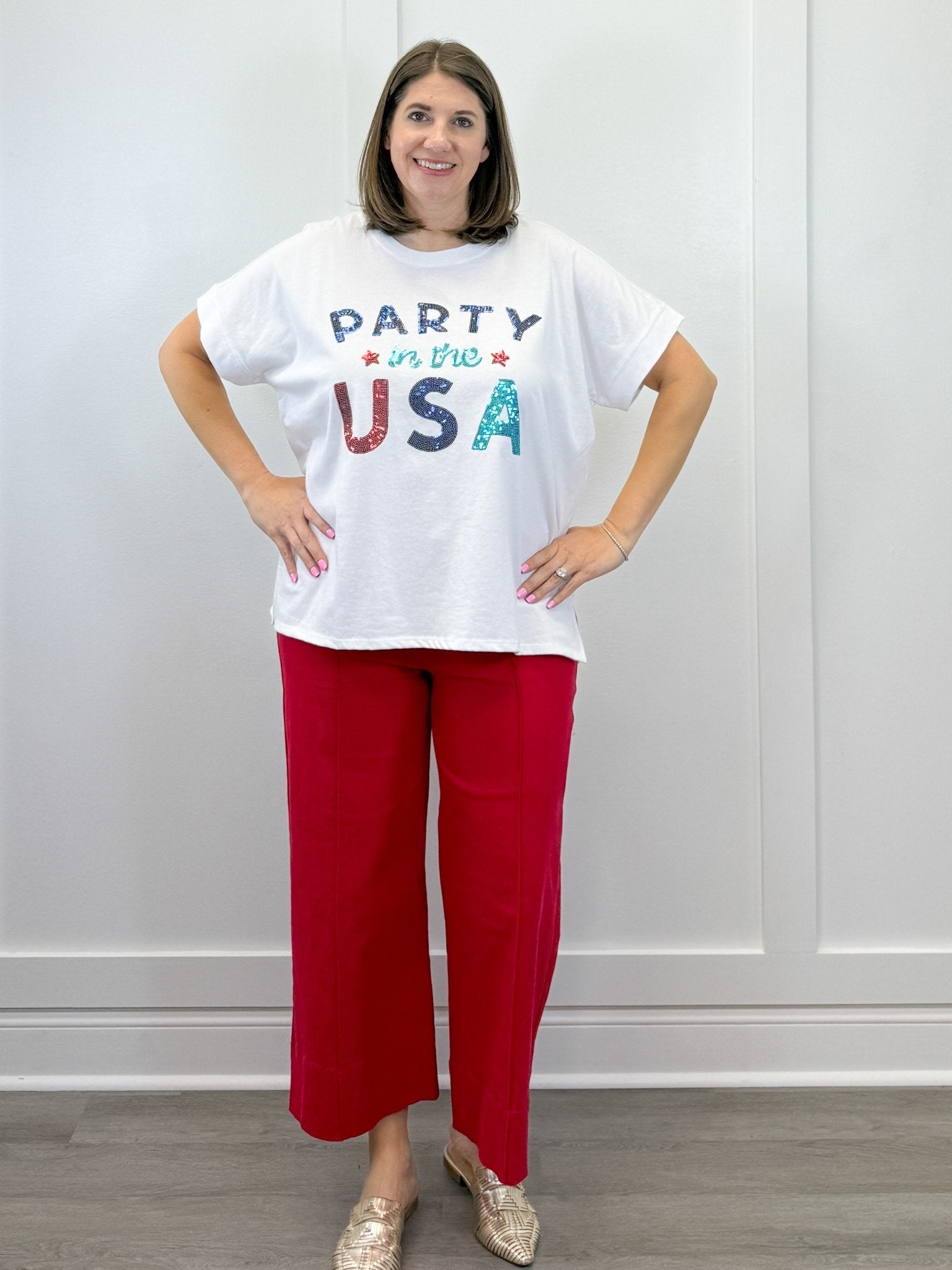 White Americana Sparkle Top Tops Mudpie