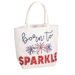 White Americana Sparkle Tote Purses + Totes Mudpie
