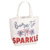 White Americana Sparkle Tote Purses + Totes Mudpie