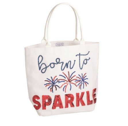 White Americana Sparkle Tote Purses + Totes Mudpie