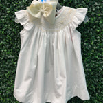 White & Ecru Smocked Geo A/S Dress Girls Occasion Dresses Banana Split
