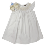 White & Ecru Smocked Geo A/S Dress Girls Occasion Dresses Banana Split