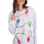 White Holiday Sparkle Sweatshirt Sweatshirts + Pullovers Mudpie
