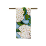 White Hydrangeas Tea Towel Textiles Rachel Brooks Design, LLC