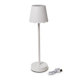 White LED Cordless Table Lamp with Scalloped Edge Shade Home Decor Two's Company