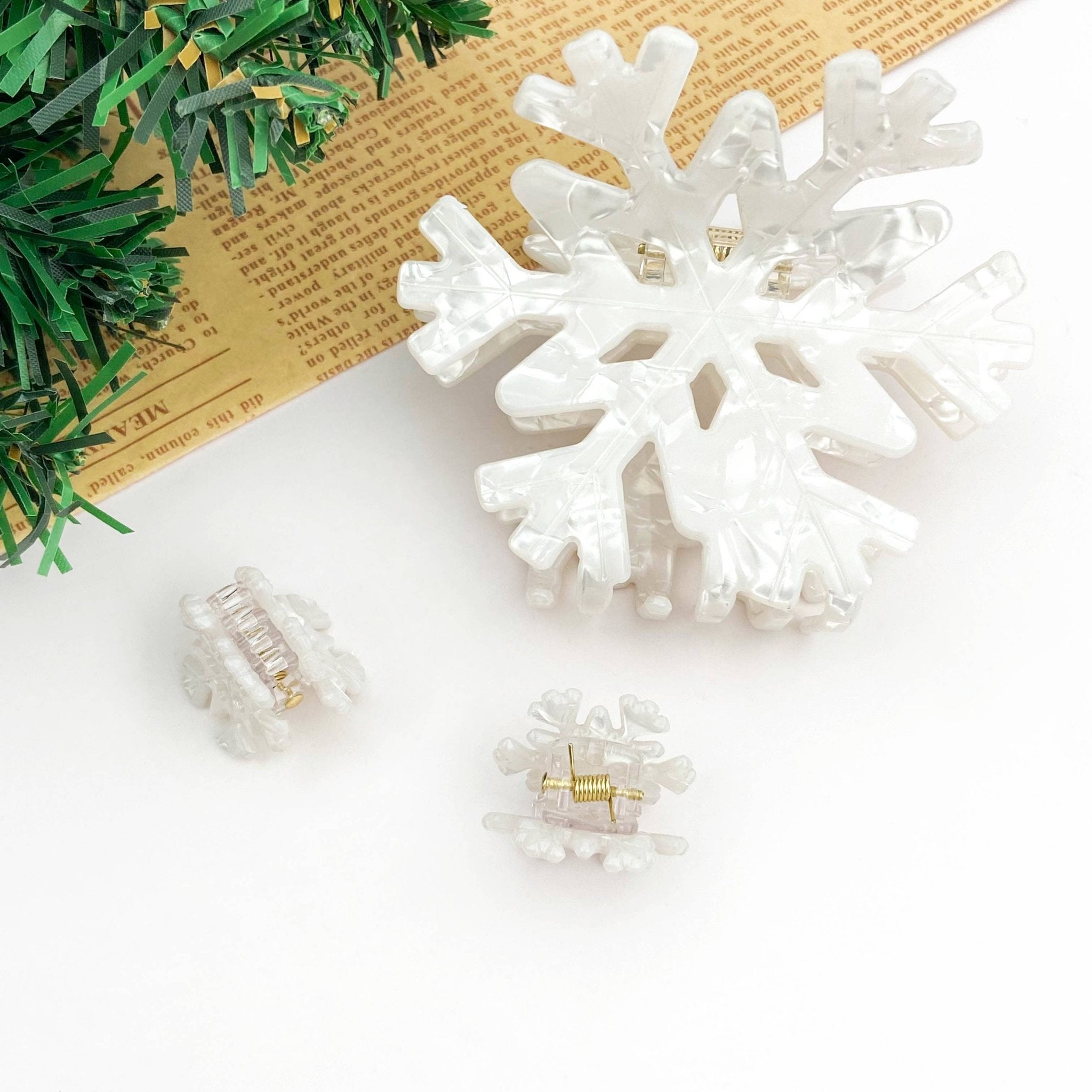 White Winter Snowflake Hair Claw Clip - Big Hair Accessories TheDivaSoap