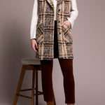 Wide Notch Collar Button Front Vest - Sandstone Tops Tribal