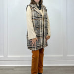 Wide Notch Collar Button Front Vest - Sandstone Tops Tribal