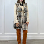 Wide Notch Collar Button Front Vest - Sandstone Tops Tribal