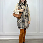 Wide Notch Collar Button Front Vest - Sandstone Tops Tribal