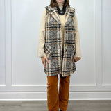 Wide Notch Collar Button Front Vest - Sandstone Tops Tribal