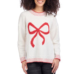 Wilder Bow Sweater - White Sweaters Mudpie