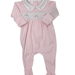 Willow & Walker's Smocked Collared Footie - Pink Baby Sleepwear Magnolia Baby