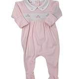 Willow & Walker's Smocked Collared Footie - Pink Baby Sleepwear Magnolia Baby
