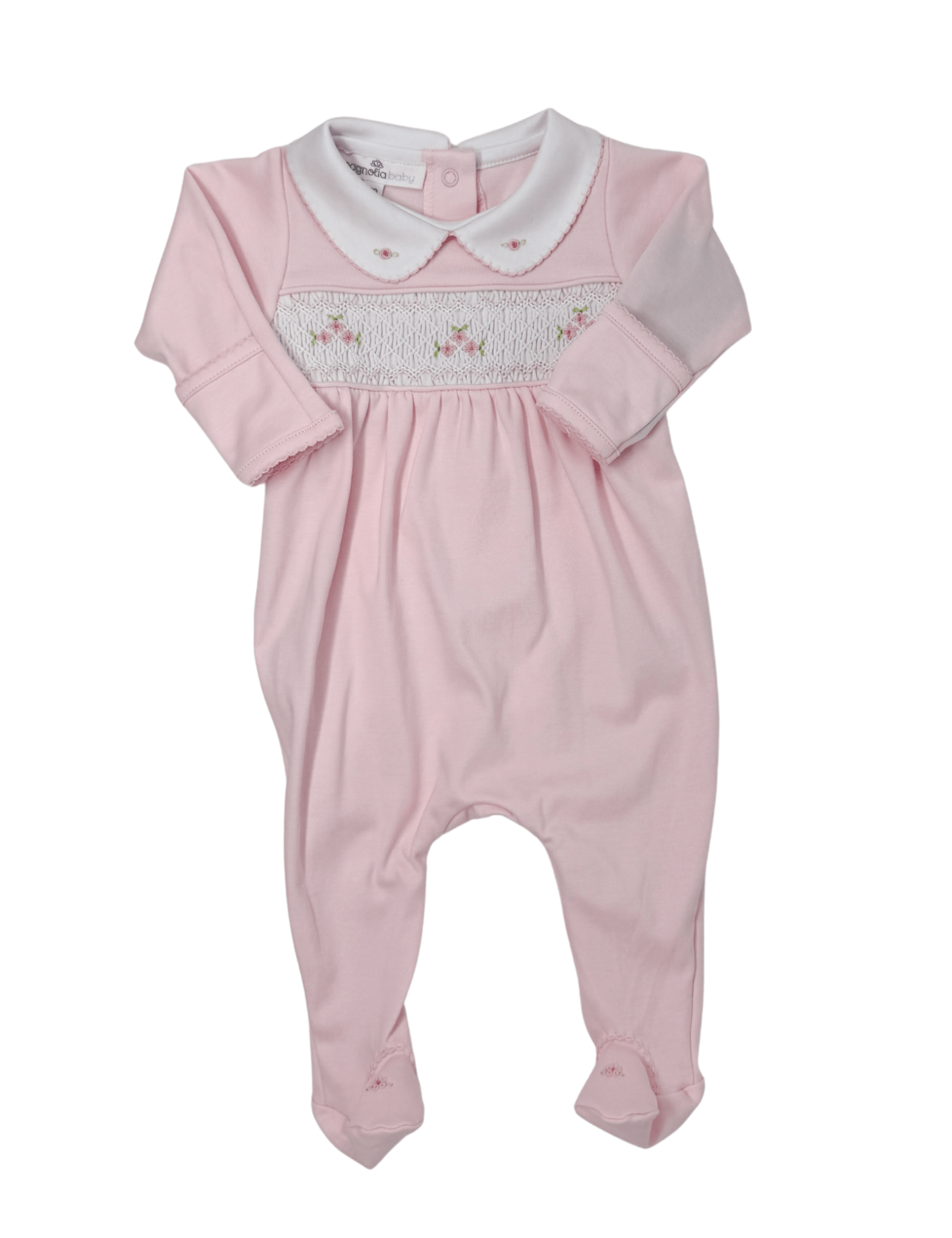 Willow & Walker's Smocked Collared Footie - Pink Baby Sleepwear Magnolia Baby