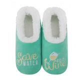 Women's Soft Plush Pairables - Save Water, Drink Wine Lounge Snoozies