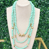 Wood & Metal Beads Necklace - Mint/Gold Necklaces Sugar Babies Children's Boutique/Meg's Shoppe