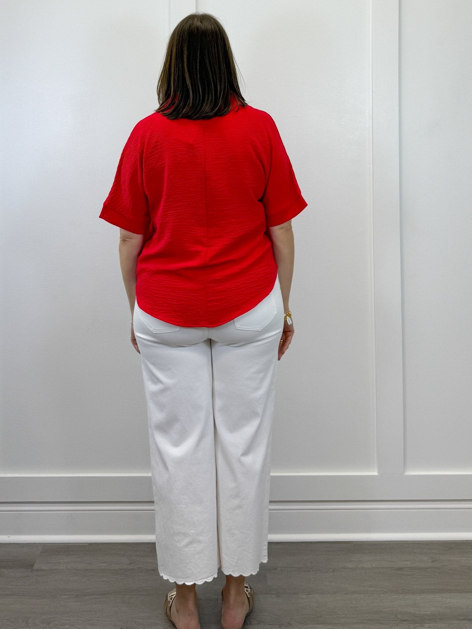 Woven Airflow Collared Top - Ruby Tops Zenana