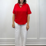 Woven Airflow Collared Top - Ruby Tops Zenana