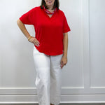 Woven Airflow Collared Top - Ruby Tops Zenana