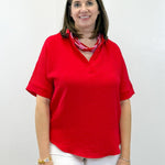 Woven Airflow Collared Top - Ruby Tops Zenana