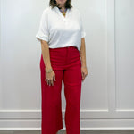 Woven Airflow Collared Top - White Tops Zenana
