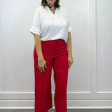 Woven Airflow Collared Top - White Tops Zenana