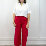 Woven Airflow Collared Top - White Tops Zenana