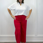 Woven Airflow Collared Top - White Tops Zenana