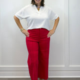 Woven Airflow Collared Top - White Tops Zenana