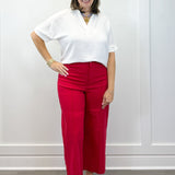 Woven Airflow Collared Top - White Tops Zenana