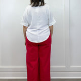 Woven Airflow Collared Top - White Tops Zenana