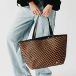Woven Tiffany Organizer Tote Bag - Checkered Brown Purses + Totes Pretty Simple