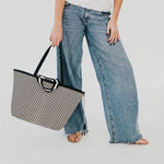 Woven Tiffany Organizer Tote Bag - Checkered Navy Purses + Totes Pretty Simple
