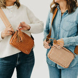 Woven Willow Camera Crossbody Bag - Checkered Tan Purses + Totes Pretty Simple