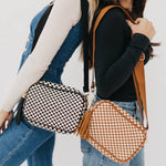 Woven Willow Camera Crossbody Bag - Checkered Tan Purses + Totes Pretty Simple