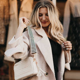 Woven Willow Camera Crossbody Bag - Checkered Tan Purses + Totes Pretty Simple