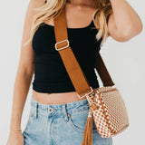 Woven Willow Camera Crossbody Bag - Checkered Tan Purses + Totes Pretty Simple