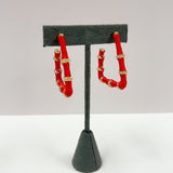 Wrapped Trapezoid Hoops - Red Earrings Sugar Babies Children's Boutique/Meg's Shoppe
