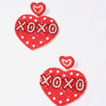 XOXO Embellished Heart Earring Red Earrings Caroline Hill