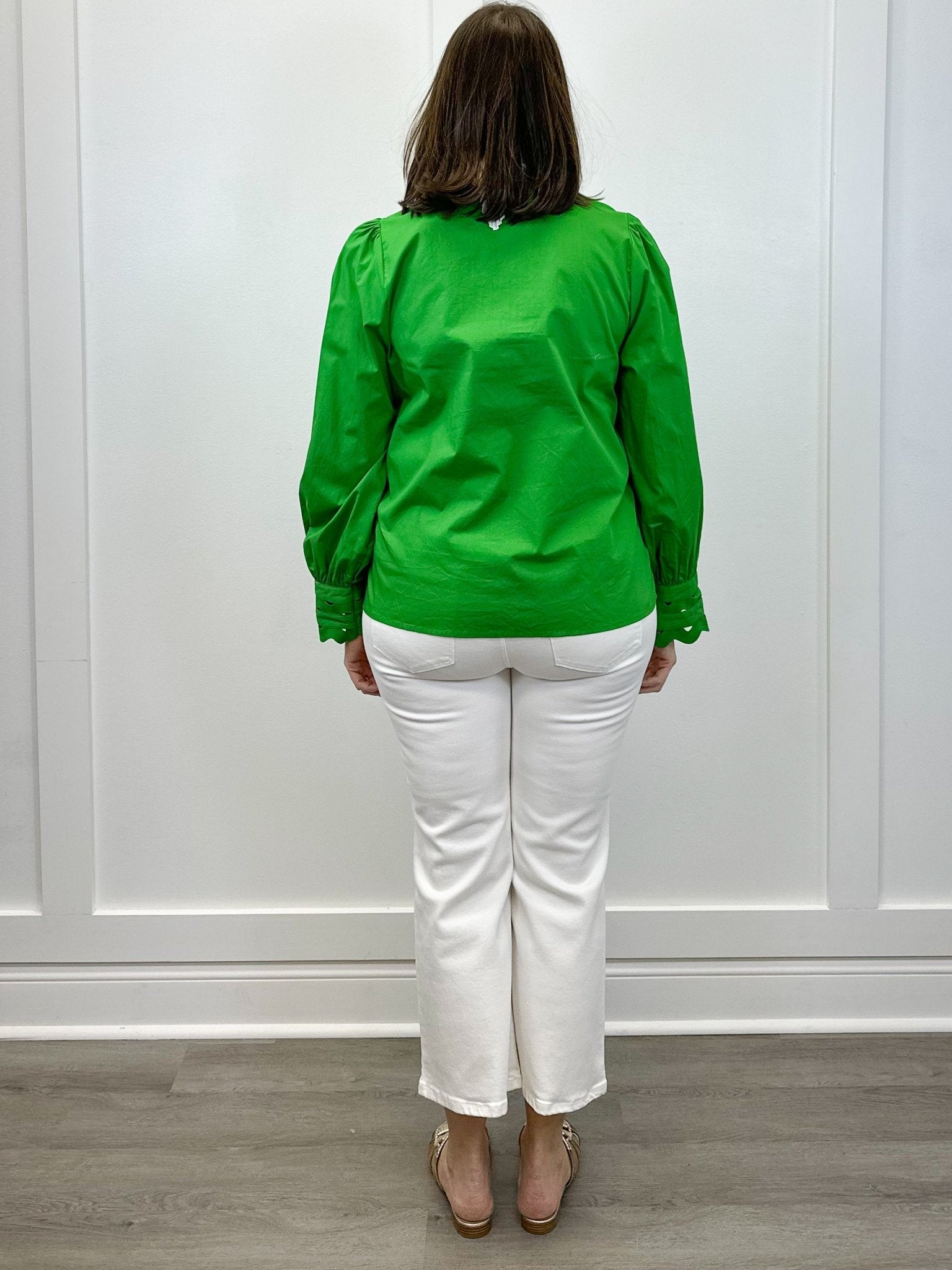 Ziana Button Down Shirt - Kelly Green Tops Sugarlips