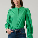 Ziana Button Down Shirt - Kelly Green Tops Sugarlips
