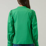 Ziana Button Down Shirt - Kelly Green Tops Sugarlips