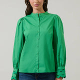 Ziana Button Down Shirt - Kelly Green Tops Sugarlips