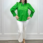 Ziana Button Down Shirt - Kelly Green Tops Sugarlips